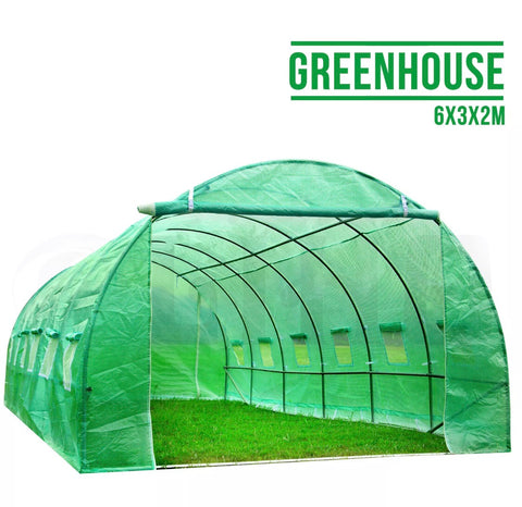 Image of 6M X 3M Heavy Duty Fully Galvanised Steel Frame Polytunnel Greenhouse