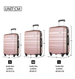 Rose Gold Hard Suitcase Luggage Set of 3 Trolley Case