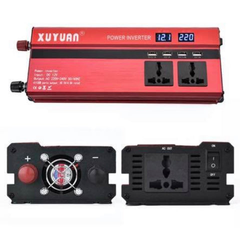 Image of Power Inverter 2000W/4000W DC 12V to AC 220V Sine Wave Convert with 4 USB Ports 2 Sockets