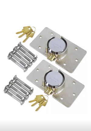 Heavy Duty High Quality Steel Padlock & Hasp x 2 Van Lock Set with 4 keys & bolts