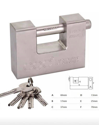 Image of HEAVY DUTY ARMOURED PADLOCK SECURITY LOCK 10 KEYS 94MM