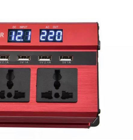 Image of Power Inverter 2000W/4000W DC 12V to AC 220V Sine Wave Convert with 4 USB Ports 2 Sockets