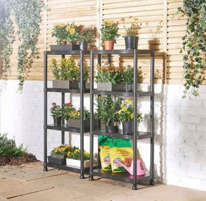 2 x Shelving Unit with 4 Tier in Black