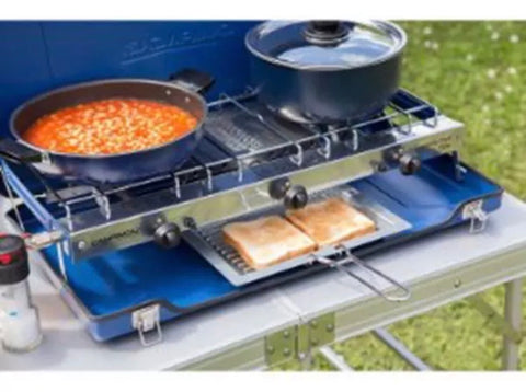 Image of Campingaz Camping Chef Folding Double Burner Stove Portable Cooker With Grill
