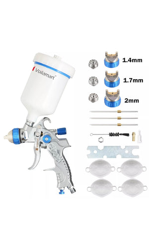 HVLP Spray Gun Kit Gravity Feed Vehicle Car Paint 600CC 1.4MM 1.7MM 2.0MM Nozzle