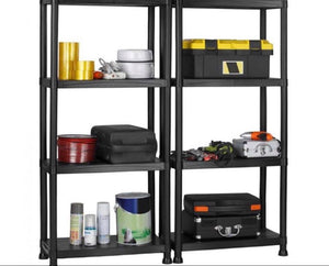 2 x Shelving Unit with 4 Tier in Black