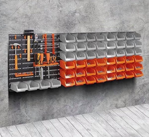 65 piece / 44 piece Wall Rack Mounted Storage Lin Bins & Board Set For Garage DIY Tools Rack Organizer