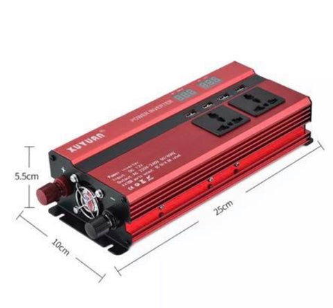 Image of Power Inverter 2000W/4000W DC 12V to AC 220V Sine Wave Convert with 4 USB Ports 2 Sockets