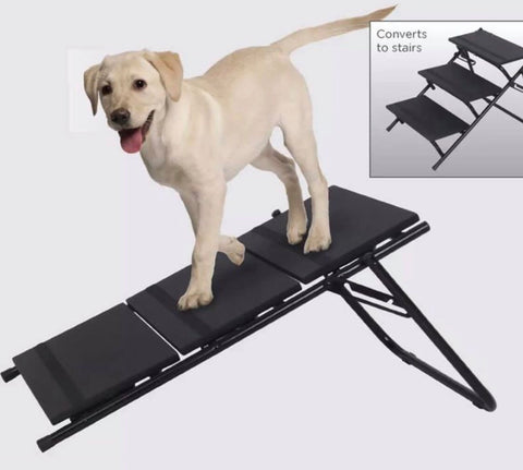 Image of 2 in 1 Dog Pet Puppy Ramp & Stairs Folding Lightweight Portable Cat Travel Step
