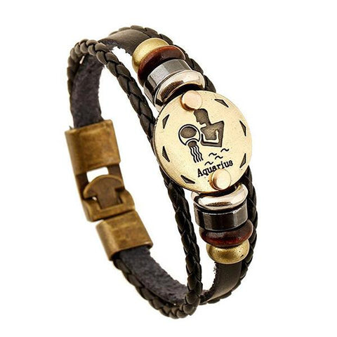 Image of 12 Constellations Leather Bracelet Unisex