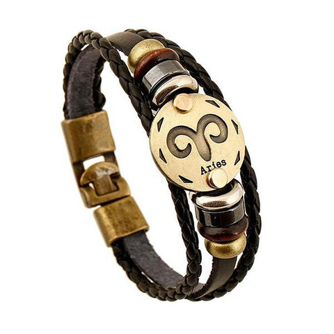 Image of 12 Constellations Leather Bracelet Unisex - Free Productz