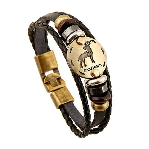 Image of 12 Constellations Leather Bracelet Unisex