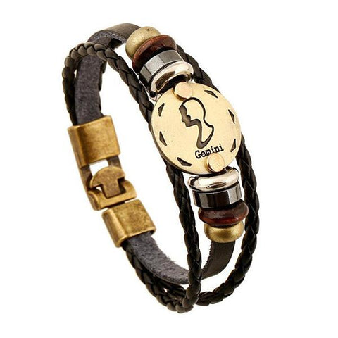 Image of 12 Constellations Leather Bracelet Unisex - Free Productz