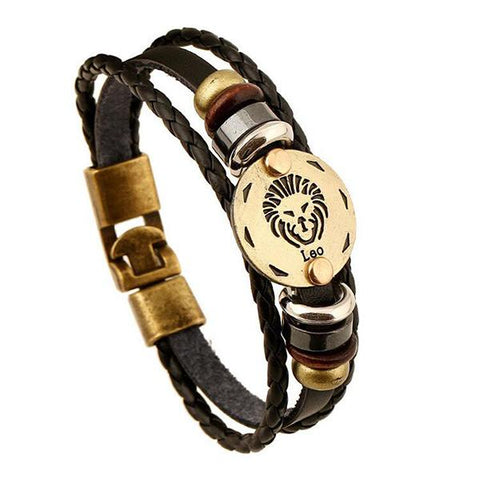 Image of 12 Constellations Leather Bracelet Unisex - Free Productz