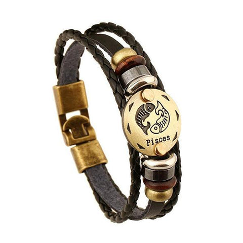 Image of 12 Constellations Leather Bracelet Unisex - Free Productz