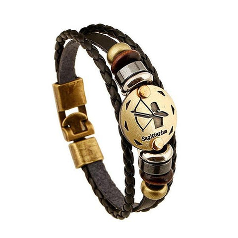 Image of 12 Constellations Leather Bracelet Unisex - Free Productz