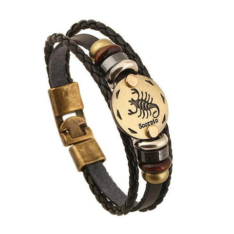 Image of 12 Constellations Leather Bracelet Unisex - Free Productz