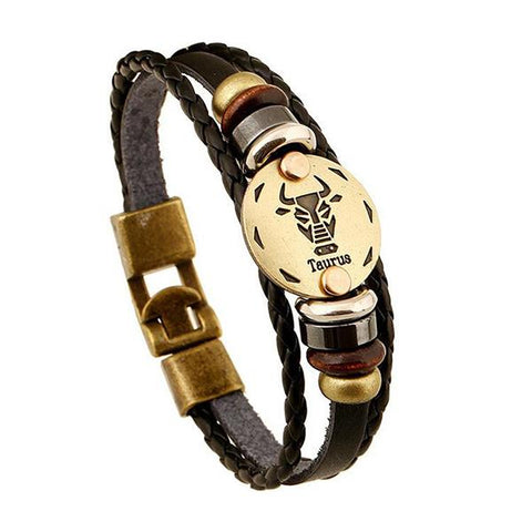 Image of 12 Constellations Leather Bracelet Unisex - Free Productz