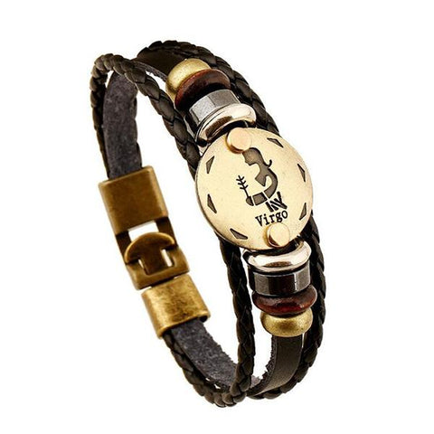 Image of 12 Constellations Leather Bracelet Unisex - Free Productz