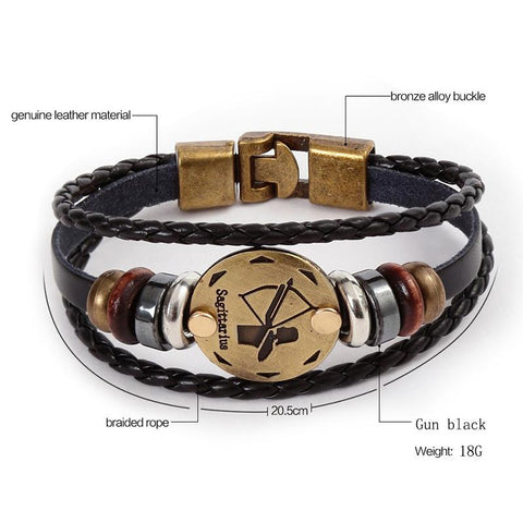 Image of 12 Constellations Leather Bracelet Unisex - Free Productz