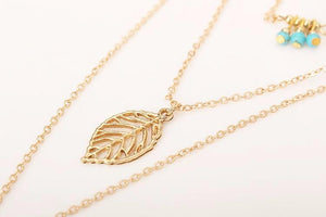 Leaf Pendant 3 Layer Necklace