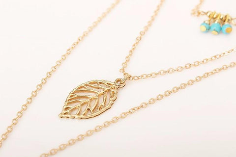 Image of Leaf Pendant 3 Layer Necklace - Free Productz