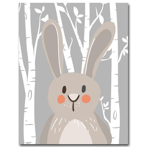 Image of Rabbit Fox Bear Animal Nursery Posters and Prints Wall Art Canvas Painting Decorative Picture Nordic Style Kids Decoration - Free Productz