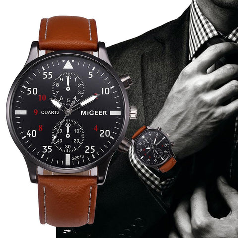 Image of Retro Design Leather Band Watches Men Top Brand Relogio Masculino 2018 NEW Mens Sports Clock Analog Quartz Wrist Watches - Free Productz