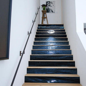 3D Stair Wall Stickers - Night Lake